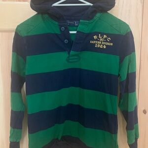 Polo by Ralph Lauren Green & Navy Hooded Rugby Shirt kids 10-12